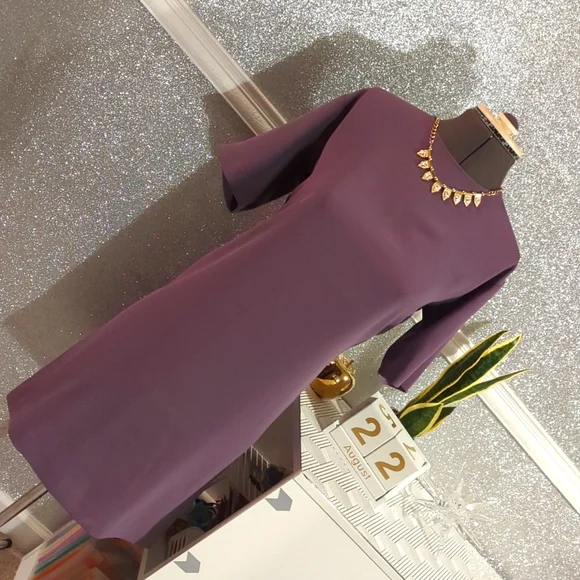 Lavender, Purple short-sleeved casual/formal, summer/fall wedding guest dress - Picture 9 of 11